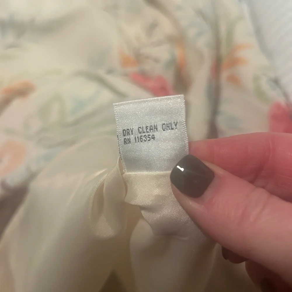 Talbots Linen Cotton Blend A-Line Off White & Floral Midi Skirt Size 12 - Picture 11 of 12